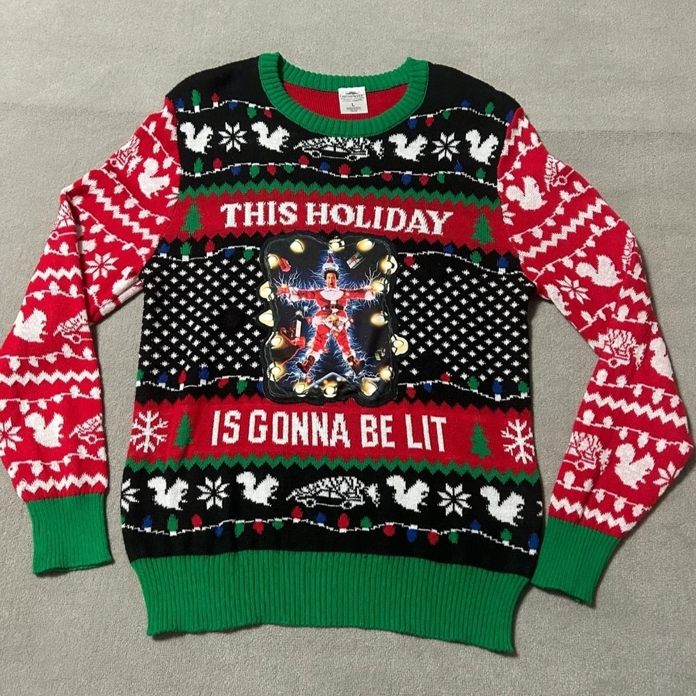 Festive Holiday Sweater with Lights (1 Light Is Out)